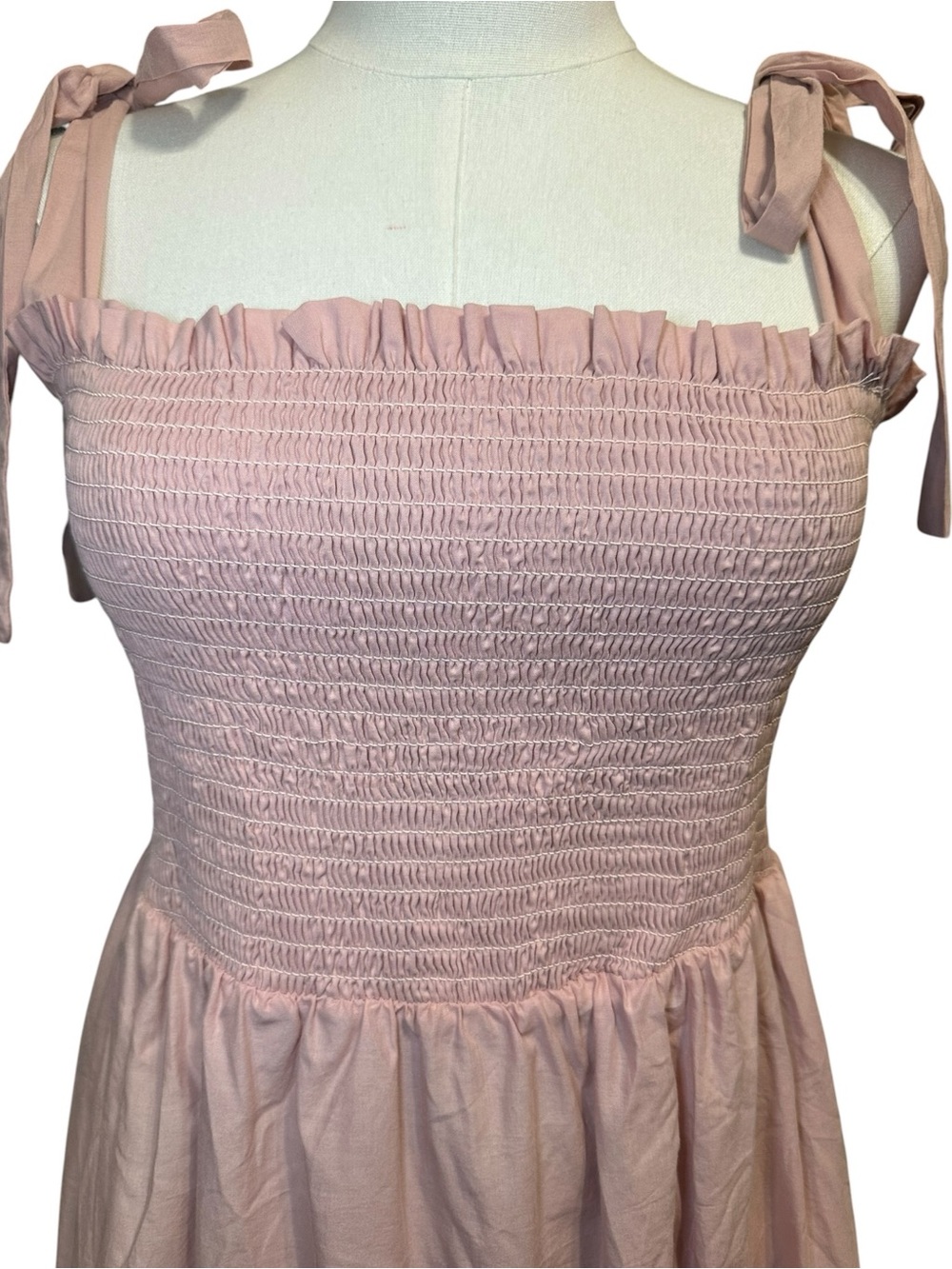 Petal & Pup Tie-Shoulder Smocked Midi Dress - Blush Pink - Picture 4 of 9